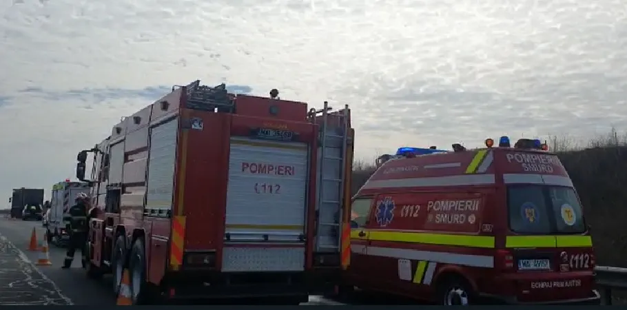 UPDATE: Accident între un TIR și un autoturism pe Autostrada A2 – foto 2