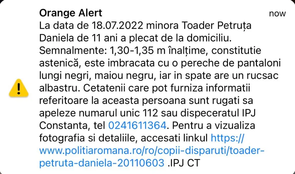 UPDATE – Fetiță de 11 ani din Nicolae Bălcescu, dată dispărută – foto 2
