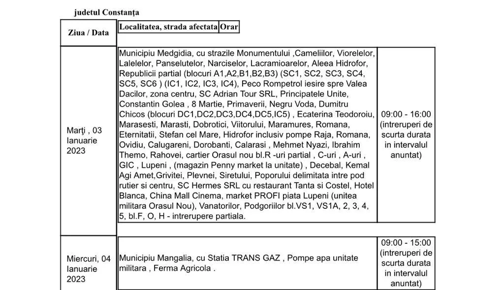 Întreruperi de curent în Mangalia și Medgidia – foto 2