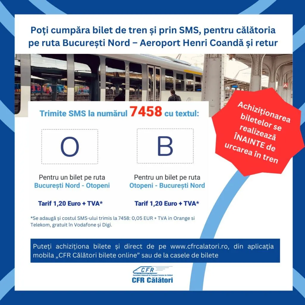 Bilete de tren prin SMS pentru călătoriile pe ruta Bucureşti Nord – Aeroport Henri Coandă şi retur – foto 2