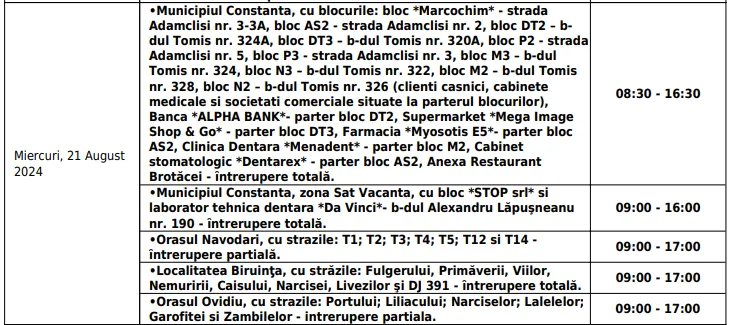 Întreruperi de curent în Constanța. Vezi dacă ești AFECTAT – foto 2