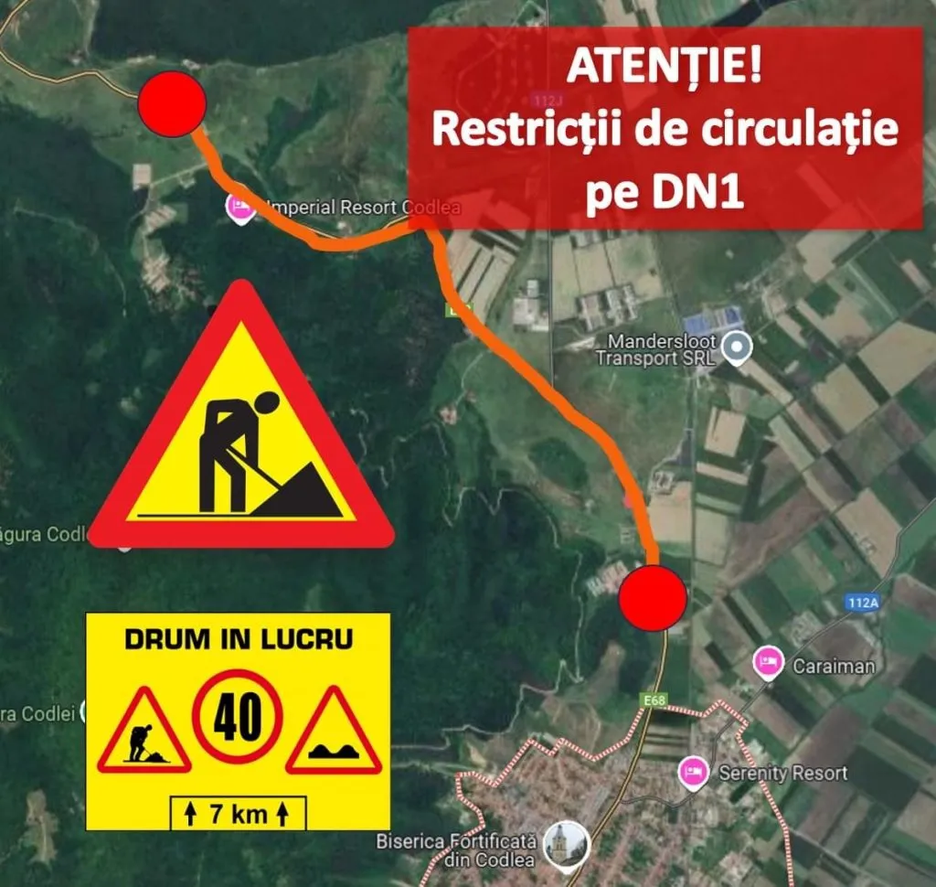 Restricții pe DN1, în județul Brașov, timp de aproximativ o lună  – foto 2