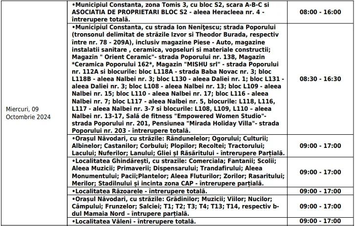 Întreruperi de curent în Constanța. Vezi dacă ești AFECTAT – foto 2