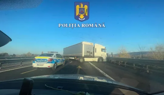 Polonez prins cu TIR-ul pe contrasens, pe autostradă (VIDEO)