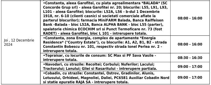 Întreruperi de curent programate în Constanța – foto 2