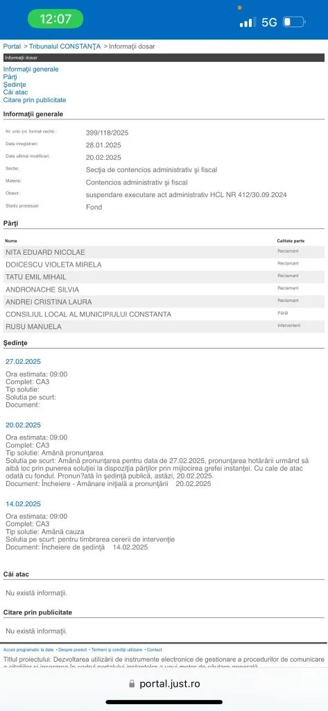 UPDATE: Curtea de Apel Constanța a respins cererea de strămutare în procesul privind suspendarea taxei de ocupare a domeniului public – foto 2
