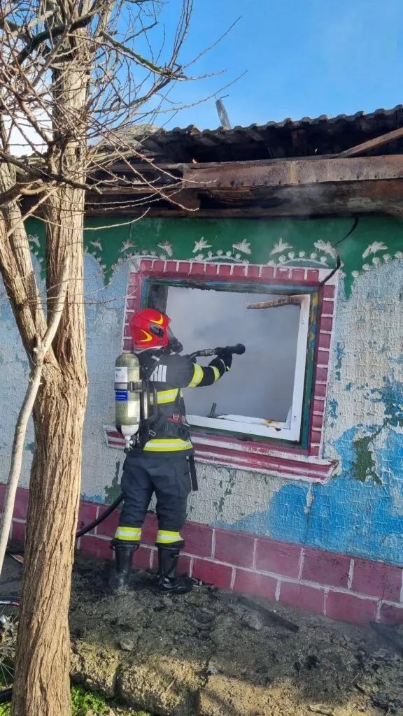 Intervenție a pompierilor în Ostrov. Locuință distrusă de foc – foto 4