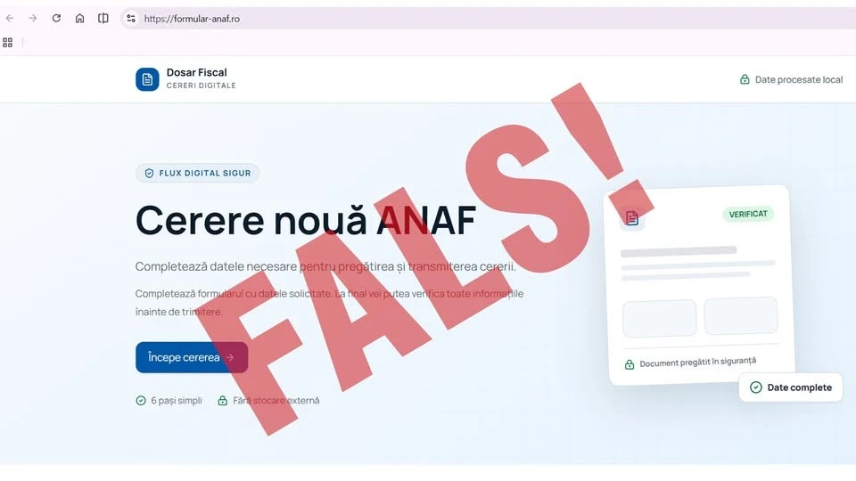 Atenție la site-urile false care folosesc numele ANAF! Escrocii încearcă să obțină date personale și bancare