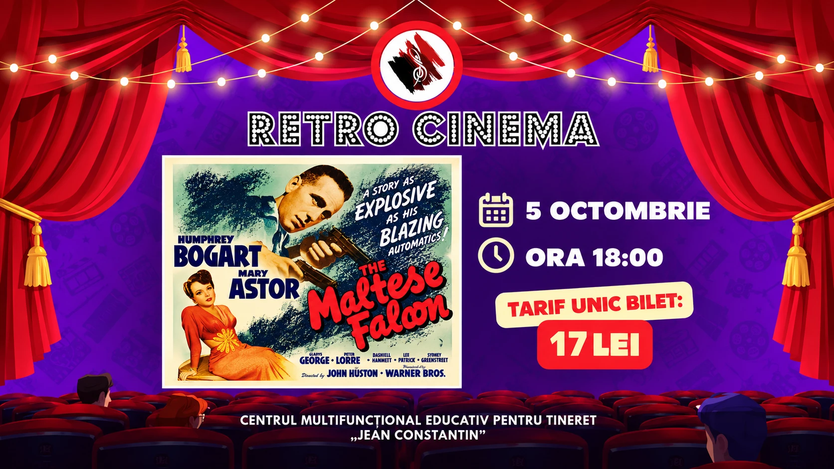 RetroCINEMA revine la Centrul „Jean Constantin” cu un clasic al filmului noir: „Șoimul maltez”