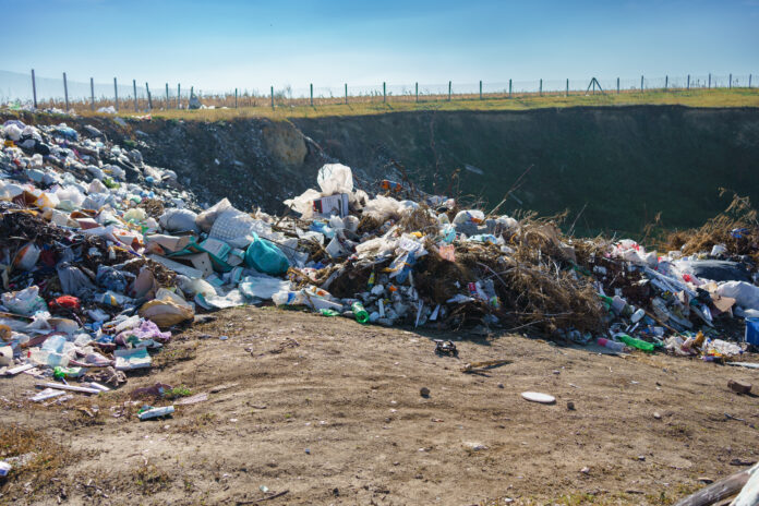 Garbage pile in trash dump or landfill. Pollution concept.